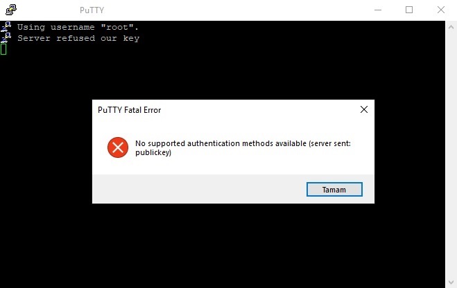PuTTY terminal screen