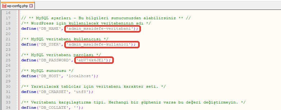 wp-config.php editing